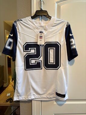 Nike White and Navy #20 Football Jersey